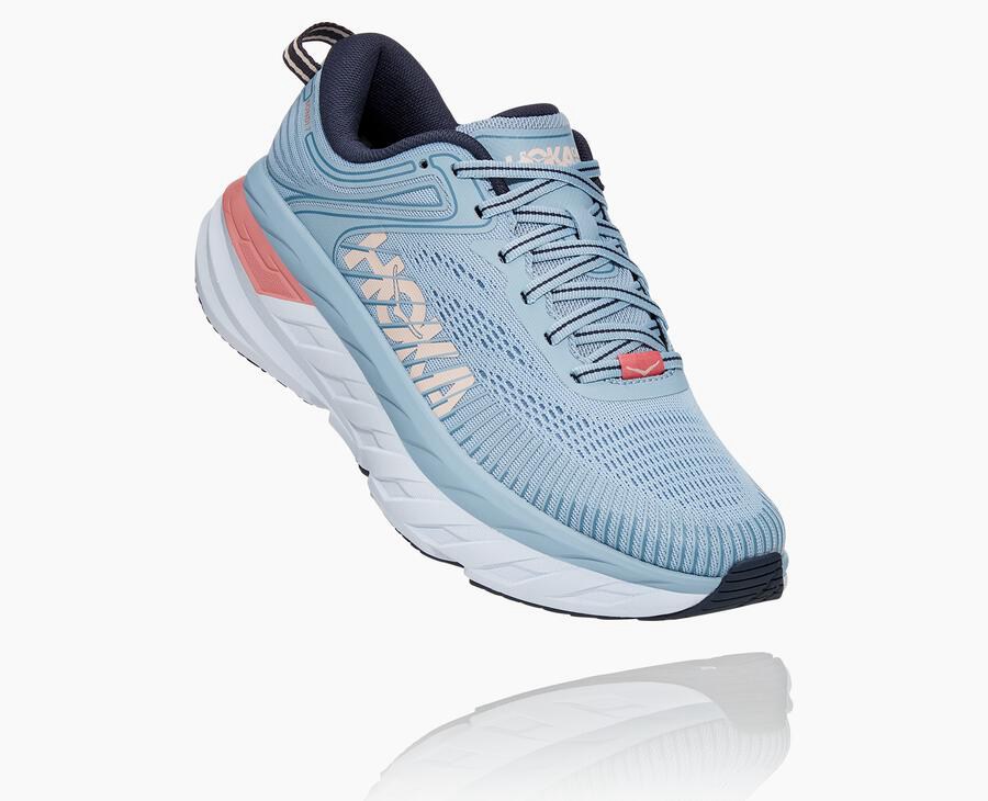 Hoka One One Bondi 7 Löparskor Dam - Blå - XJDME-8013